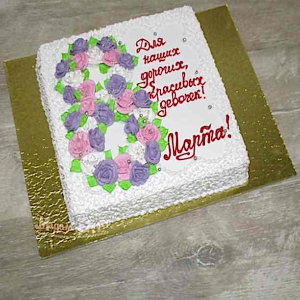 Как украсить торт на 8 марта?